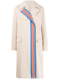 striped panel trench coat