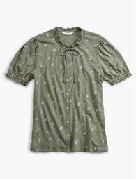 Printed Short Sleeve Button Down