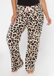Plus Leopard Print Plush Sleep Pants