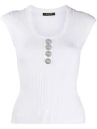 button-embellished ribbed top