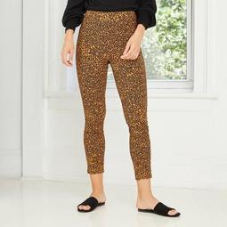 Women's Leopard Print High-Rise Cropped Pants - Who What Wear™ Brown