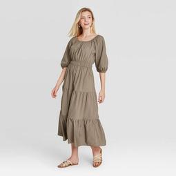 Women's Puff Elbow Sleeve Tiered Dress - A New Day™