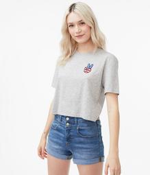 Americana Peace Sign Cropped Boxy Graphic Tee