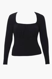 Plus Ruched Long-Sleeve Top