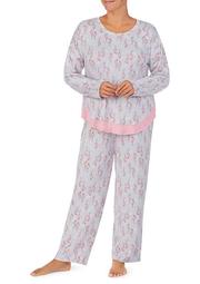 Plus Size 2 Piece Long Sleeve Pajama Set with Headband