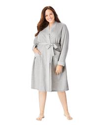 Dreams & Co. Women's Plus Size Heathered Knit Robe