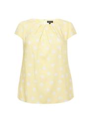**Billie & Blossom Curve Yellow and White Spot Print Shell Top