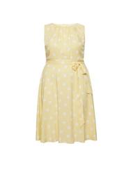 **Billie & Blossom Curve Yellow and White Spot Print Skater Dress