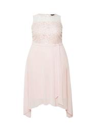 **Billie & Blossom Curve Blush Lace Hanky Hem Midi Dress