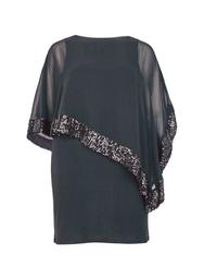 **Billie & Blossom DP Curve Black Sequin Overlay Dress