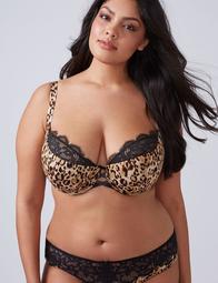 Animal Print Lightly Lined French Balconette Bra with Lace
