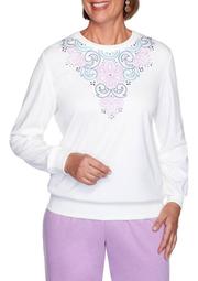 Plus Size Long Weekend Embroidered Yoke Top