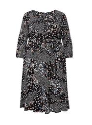 **Billie & Blossom Curve Black Butterfly Print Midi Dress