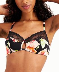 INC Women's Printed Lace-Trim Bralette, Created for Macy's