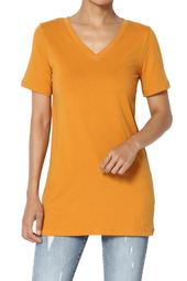 TheMogan Women's PLUS V-Neck Short Sleeve Not Tight Slim Fit Cotton T-Shirt Tee