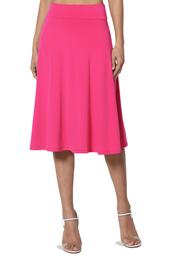 TheMogan Women's S~3X Simple Comfy Basic Stretch A-Line Flared Knee Length Skirt