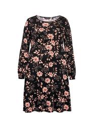 **DP Curve Black Floral Print Empire Dress