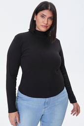 Plus Size Fitted Mock Neck Top