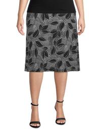 Plus Size Tropical-Print Skirt