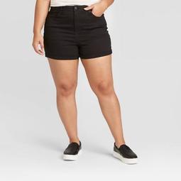 Women's Plus Size High-Rise Jean Shorts - Universal Thread™ Black 