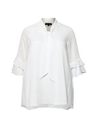 **DP Curve White Flute Sleeve Tunic