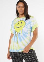 Plus Tie Dye Drip Smiley Face Graphic Tee