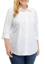 Plus Size Roll Tab Button Up Shirt