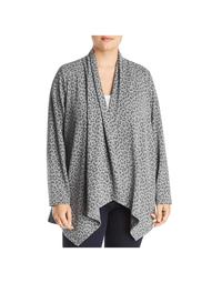 B Collection by Bobeau Womens Plus Amie Animal Print Open Front Cardigan Sweater