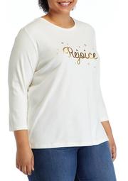 Plus Size Perfectly Soft 3/4 Sleeve Crew Neck Graphic T-Shirt