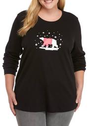 Plus Size Perfectly Soft Long Sleeve Crew Neck Graphic T-Shirt