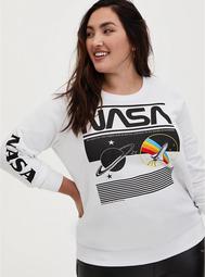 NASA White Fleece Crew Sweatshirt