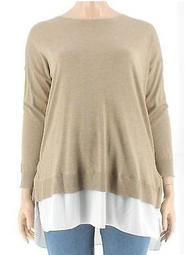 Lauren Ralph Lauren Plus Size Beige Layered Sweater 1X