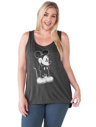 Disney Women Mickey Mouse Tank Top Gray T-Shirt (Women's Plus) (Size 1X)