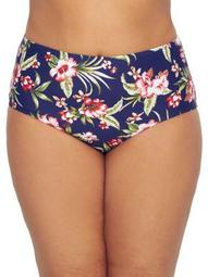 Birdsong Womens Plus Size Hibiscus Bloom Bikini Bottom Style-S40160P-HIBL