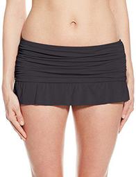 Kenneth Cole Reaction Women's Ruffle Shuffle Skirted Bikini Bottom (Black, Small)
