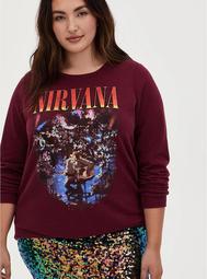 Nirvana Unplugged Red Mineral Wash Fleece Crew Sweatshirt