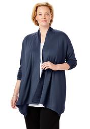 Woman Within Women's Plus Size Everywear Essentials Open Front Cardigan