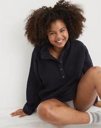 Aerie Cloud Sherpa Oversized Button Pullover