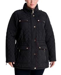 Plus Size Hooded Quilted Coat
