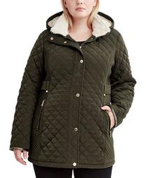 Plus Size Faux-Sherpa-Lined Quilted Coat