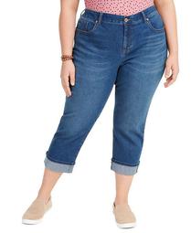 Plus Size Tummy-Control Cropped Cuffed Jeans, Created for Macy's