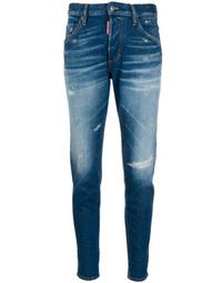 distressed mid rise jeans