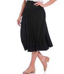 Plus Size Fine Tencel Jersey Flare Midi Skirt