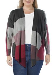 Nic + Zoe Womens Plus Knit Colorblock Cardigan Sweater