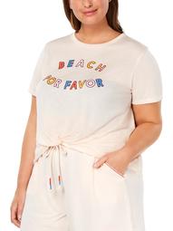 Jenni Womens Plus Beach Por Favor Comfy Sleepwear Pajama Top