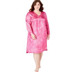Amoureuse Women's Plus Size Amoureuse Satin Henley Sleep Gown