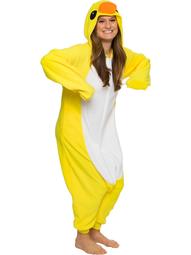 Duck Costume Pajamas - Unisex Adult One Piece Halloween Animal Jumpsuit - Silver Lilly