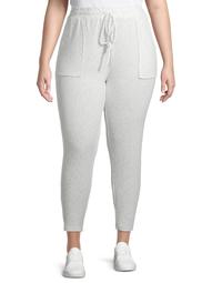 Como Blu Women's Plus Size Piped Soft Touch Jogger Sweatpant
