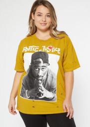 Plus Yellow Poetic Justice Distressed Graphic Tee