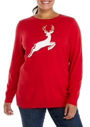 Plus Size Deer Intarsia Sweater